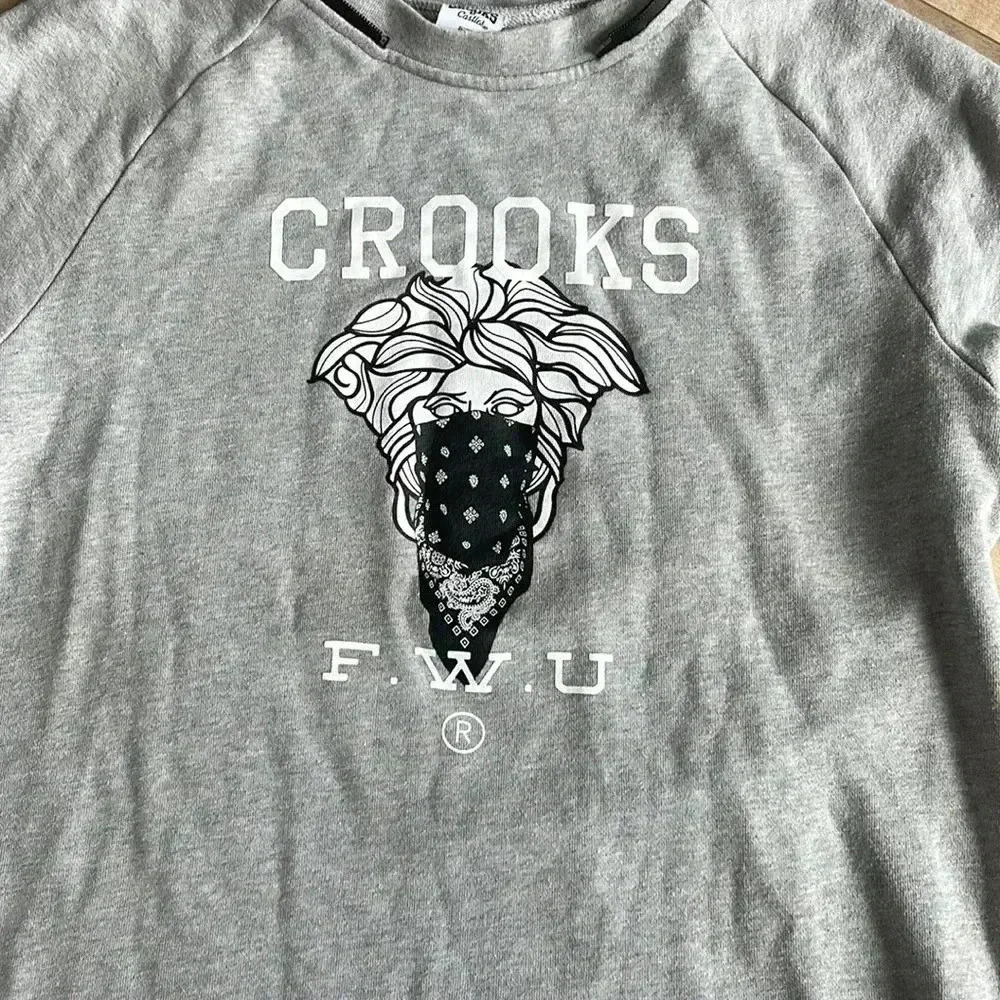 Vintage Crooks & Castles T-Shirt Crools F.W.U Print Gray Sz L - Picture 4 of 8